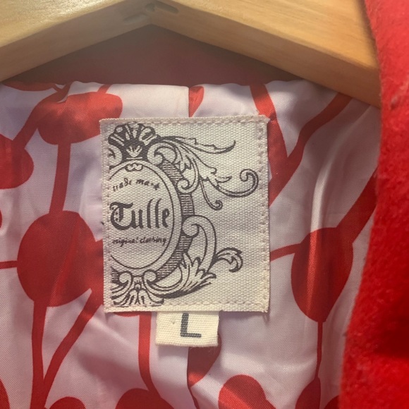 🍒 Cherry Red Pea Coat - Picture 3 of 4